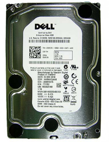 0V8FCR - Dell 1TB 7200RPM 64MB Cache SATA 3GB/s 3.5-inch Low Profile (1.0inch) Hard Drive(0V8FCR) with Tray FO