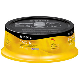25DMW47RS2 - Sony 2x dvd-RW Media - 4.7GB - 120mm Standard - 25 Pack Spindle