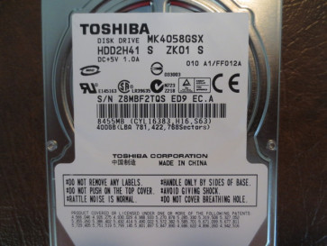 HDD2H41 - Toshiba MK4058GSX 400 GB 2.5 Internal Hard Drive - SATA/300 - 5400 rpm - 8 MB Buffer - Hot Swappable