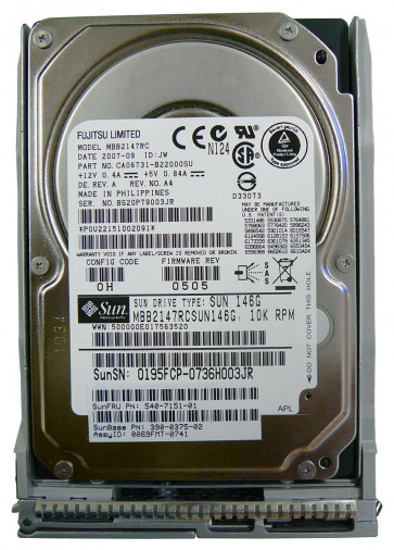 MBB2147RC - Fujitsu 147GB 10000RPM 16MB Cache SAS 3GB/s 2.5-inch Hard Drive