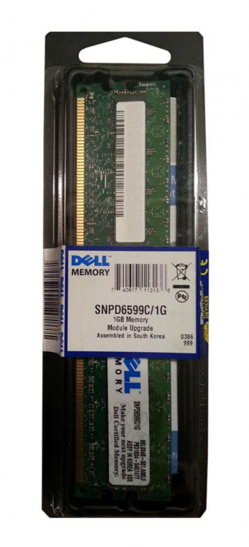 SNPD6599C/1G-06 - Dell 1GB DDR2-400MHz PC2-3200 ECC Registered CL3 240-Pin DIMM 1.8V Single Rank Memory Module