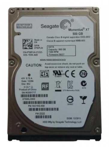 ST500LX003 - Seagate Momentus XT 500GB 7200RPM SATA 6Gbps 32MB Cache 4GB SLC SSD Embedded 2.5-inch Internal Hybrid Hard Drive