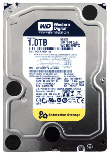 WD1003FBYX-01Y7B0 - Western Digital RE4 1TB 7200RPM SATA 3GB/s 64MB Cache 3.5-inch Internal Hard Disk Drive