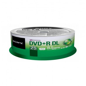25DPR85SP - Sony DVD+R 8.5GB Dual Layer 8x Speed Recordable Media Disc (25 Spindles)