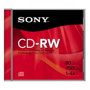 CDRW700R - Sony 12x CD-RW Media - 700MB - 120mm Standard - 1 Pack Jewel Case