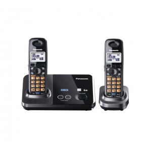 KX-TG9322T - Panasonic KX-TG9322T Cordless Phone 1.90 GHz DECT 6.0 Metallic Black 2 x Phone Line 1 x Handset Caller ID Speakerphone Backlight (Refurbished)