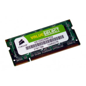 VS1GSDS667D2 - Corsair 1GB DDR2-667MHz PC2-5300 non-ECC Unbuffered CL5 200-Pin SoDimm 1.8V Memory Module
